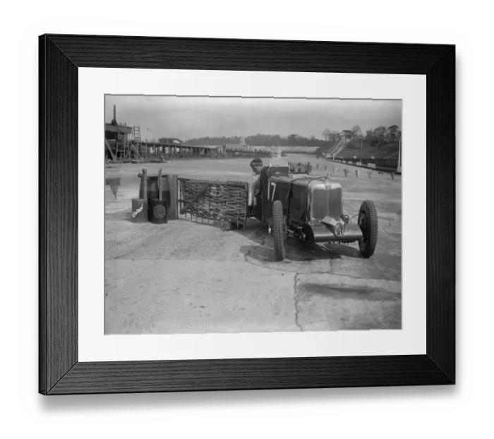 Framed Print : New swinging safety barriers erected ons bends at Brooklands track. A new Framed Print : New swinging safety barriers erected ons bends at Brooklands track. A new