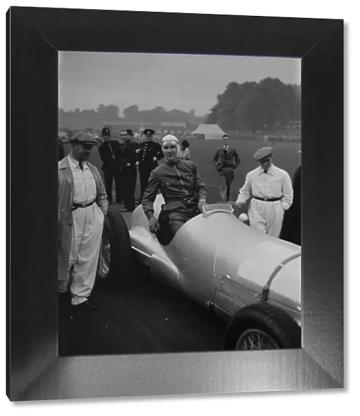 Dick Seaman in his Mercedes-Benz W125 at the Crystal Palace racetrack. 1937