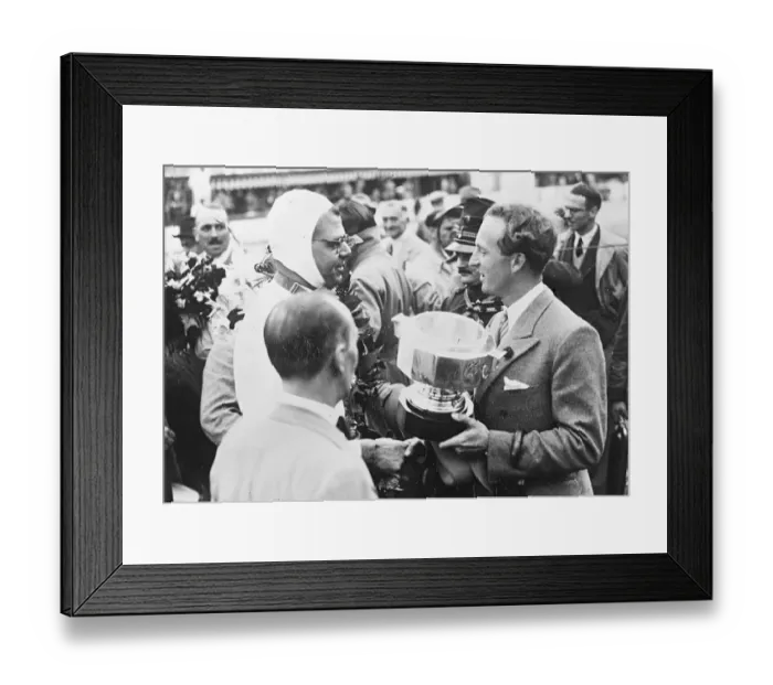 Framed Print : King Leopold of Belgians presented the Cup to the winner, R. Hasse (German Auto Union) Framed Print : King Leopold of Belgians presented the Cup to the winner, R. Hasse (German Auto Union)