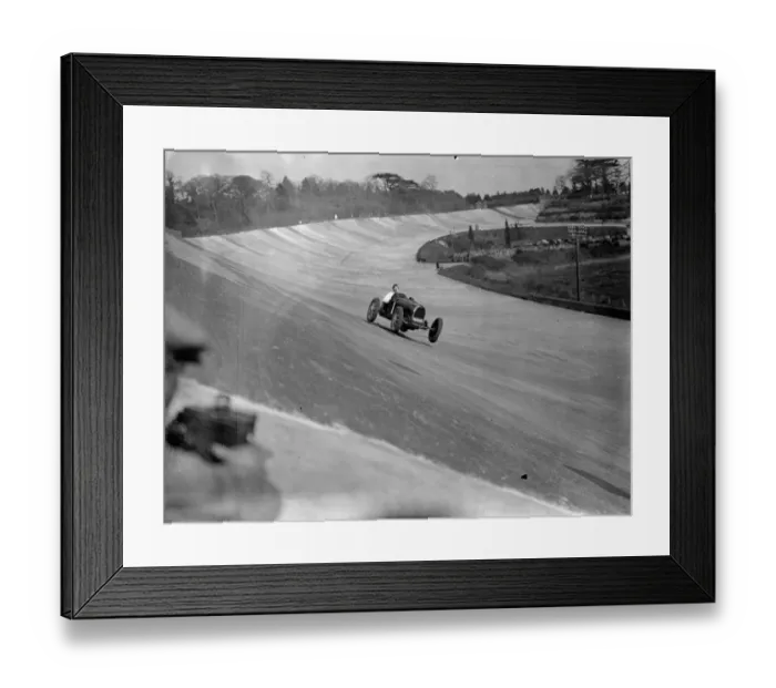 Framed Print : Mr C M Whites Bucatti. Taking the bridge on the railway straight in 2nd race Framed Print : Mr C M Whites Bucatti. Taking the bridge on the railway straight in 2nd race