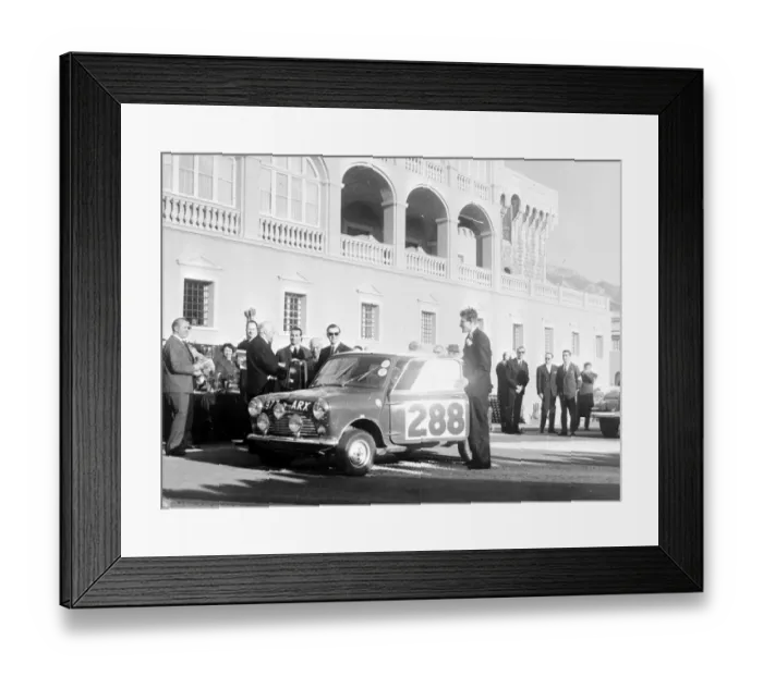 Framed Print : Monte Carlo, Moraco: Morris car 288 and the driver and co-driver R Aaltonen and T Framed Print : Monte Carlo, Moraco: Morris car 288 and the driver and co-driver R Aaltonen and T