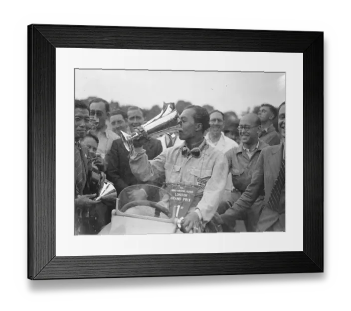 Framed Print : Prince Birabongse of Siam [Prince Bira of Siam  /  Thailand], driving an ERA [English
