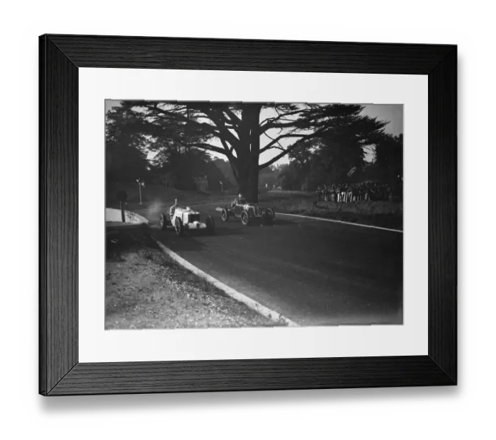 Framed Print : I F Connell of E R A and H Stuart Wilton of MG compete during the Crystal Palace road race