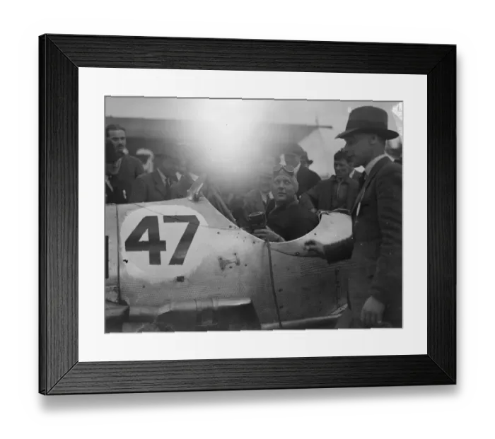Framed Print : John Cobb wins British Empire Trophy Race at Brooklands. John Cobb, in a delage car Framed Print : John Cobb wins British Empire Trophy Race at Brooklands. John Cobb, in a delage car