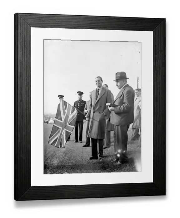 Framed Print : Prince George, The Duke of Kent, who had flown to Leicester airport, started Framed Print : Prince George, The Duke of Kent, who had flown to Leicester airport, started