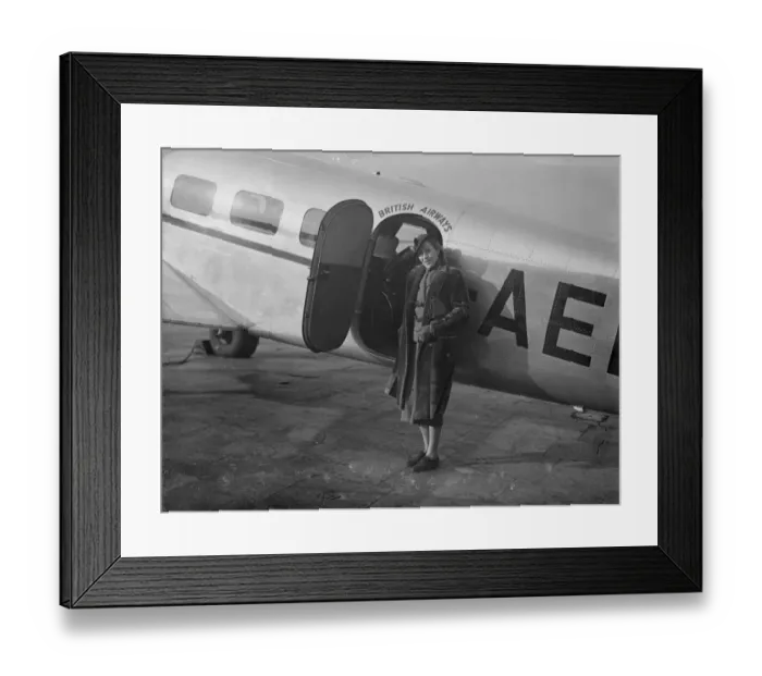 Framed Print : Amy Johnson flies to Paris. Taking up car racing. Miss Amy Johnson, who is now Framed Print : Amy Johnson flies to Paris. Taking up car racing. Miss Amy Johnson, who is now