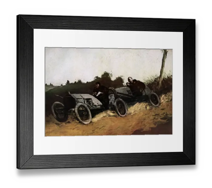 Framed Print : Manuel Roble painting of The Paris-Madrid race of 1903 Framed Print : Manuel Roble painting of The Paris-Madrid race of 1903