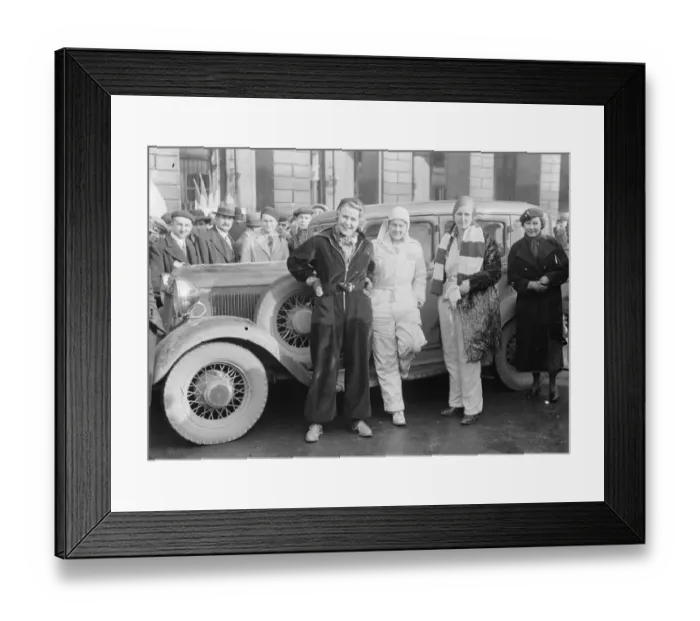 Framed Print : Mrs J Molander, woman competitor in Monte Carlo Rally checks in at control station Framed Print : Mrs J Molander, woman competitor in Monte Carlo Rally checks in at control station