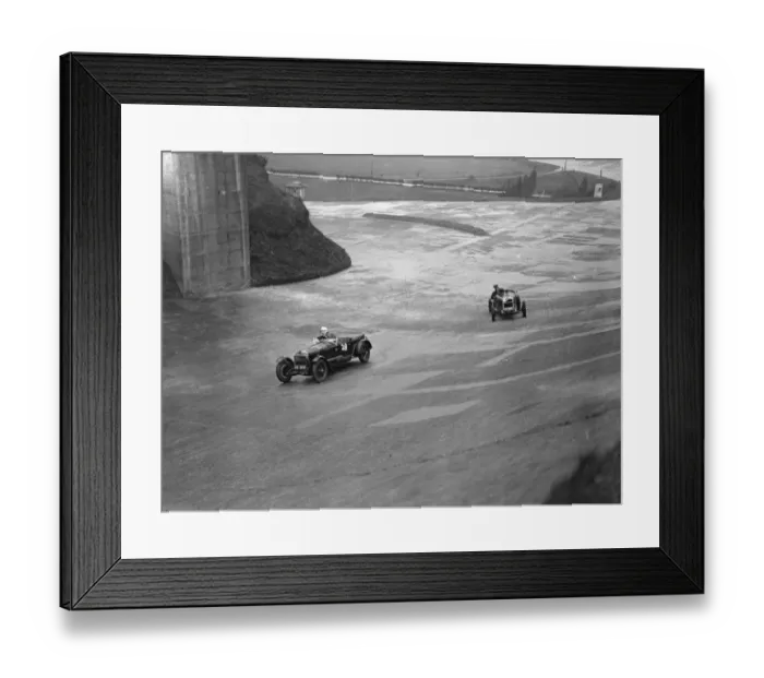 Framed Print : Last minute practice for opening meeting at Brooklands. Despite a drizzling rain Framed Print : Last minute practice for opening meeting at Brooklands. Despite a drizzling rain