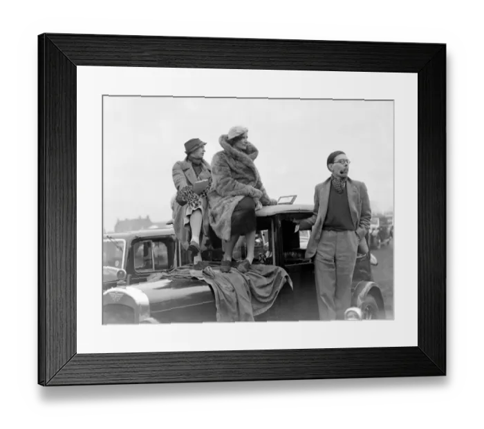 Framed Print : Watching the Christchurch Point to Point races at Oddington from the roof of their car Framed Print : Watching the Christchurch Point to Point races at Oddington from the roof of their car