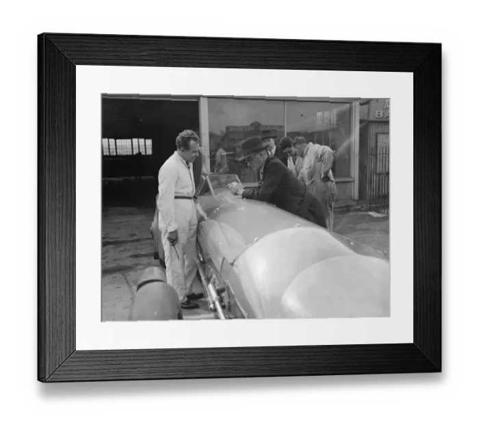 Framed Print : Bluebird out at Brooklands. Sir Malcolm Campbells famous car Bluebird made its Framed Print : Bluebird out at Brooklands. Sir Malcolm Campbells famous car Bluebird made its