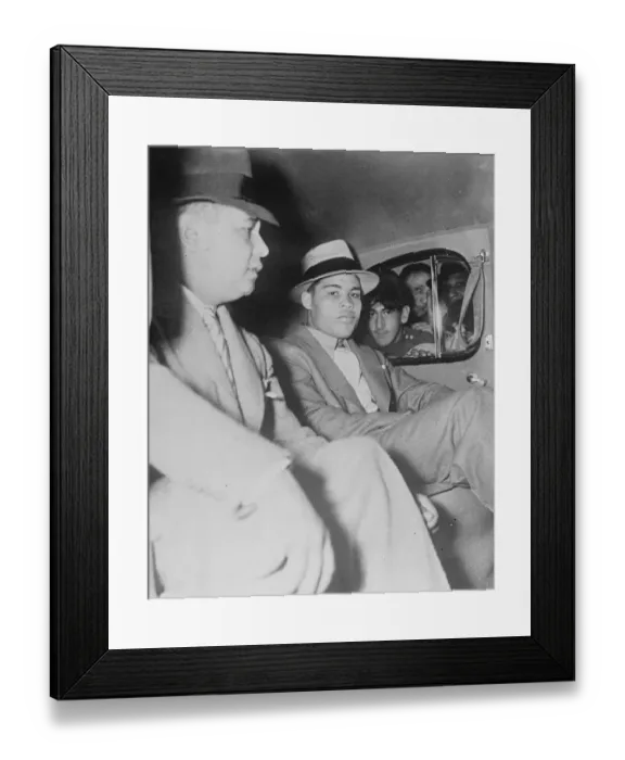 Framed Print : Joe Louis seated calmly in his car as admirers press their faces eagerly to the windows Framed Print : Joe Louis seated calmly in his car as admirers press their faces eagerly to the windows