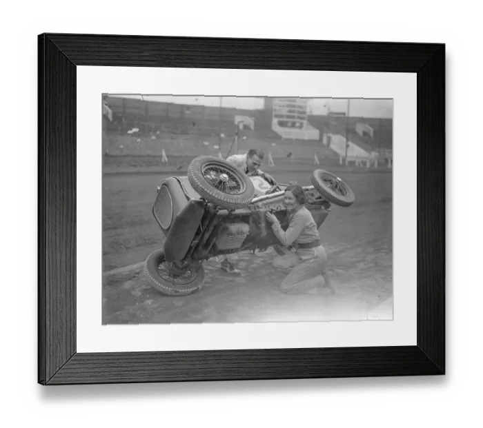 Framed Print : Woman driver takes up midget car racing. Fay Taylor, well known racing driver Framed Print : Woman driver takes up midget car racing. Fay Taylor, well known racing driver