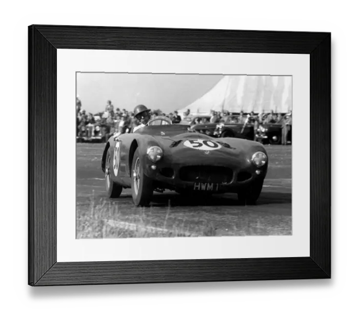 Framed Print : George Abecassis takes the Jaguar engined H W M sports car through the Esses Framed Print : George Abecassis takes the Jaguar engined H W M sports car through the Esses