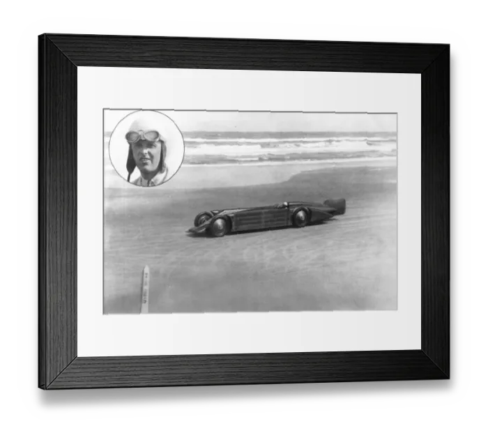 Framed Print : 1929 Golden Arrow car Driven by Henry Segrave beat the land speed record in at Daytona