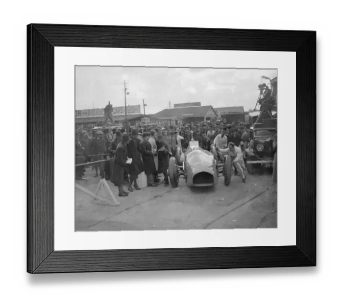 Framed Print : Sir Malcolm Campbell in cockpit of his car Bluebird at Brooklands track Easter Monday Framed Print : Sir Malcolm Campbell in cockpit of his car Bluebird at Brooklands track Easter Monday