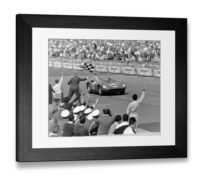 Framed Print : Nurburgring Germany Italys Ludovice Scarfietti in his Ferrari car crosses the finish
