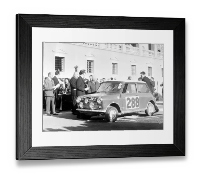 Framed Print : Monte Carlo, Moraco: Morris car 288 and the driver (standing near bonnet, profile Framed Print : Monte Carlo, Moraco: Morris car 288 and the driver (standing near bonnet, profile