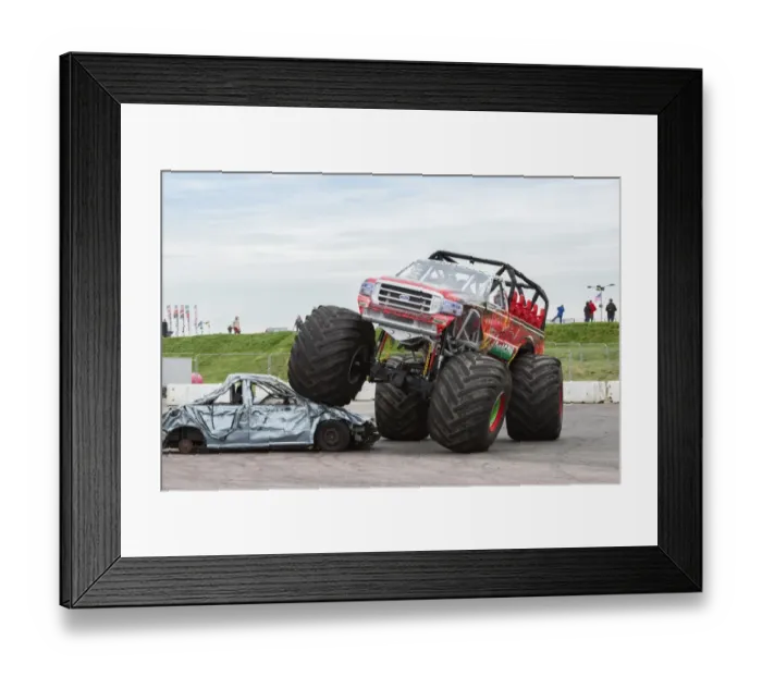 Framed Print : Red Dragon Monster Truck Rides 2014 Santa Pod Raceway Podington, nr Wellingborough
