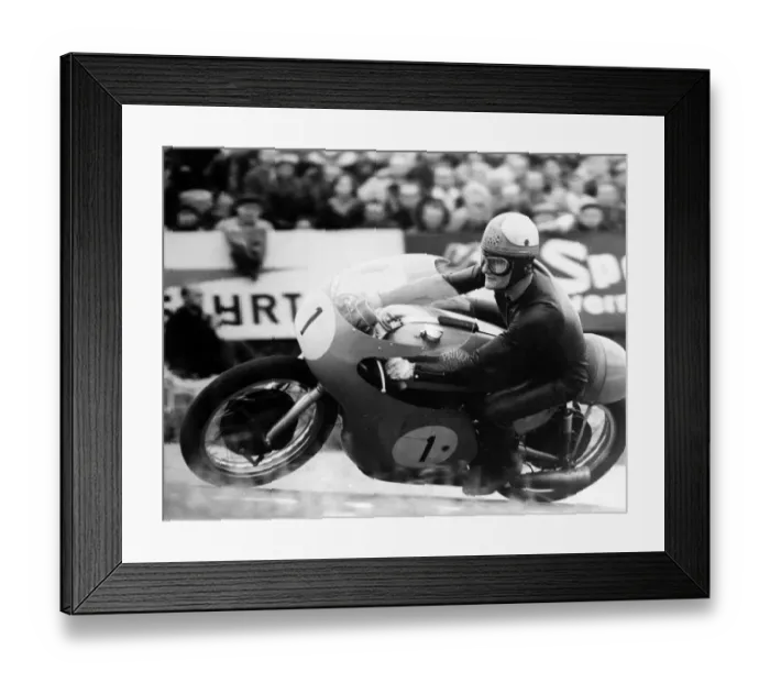 Framed Print : Mike Hailwood : 2 April 1940 - 23 March 1981, British Grand Prix motorcycle road racer