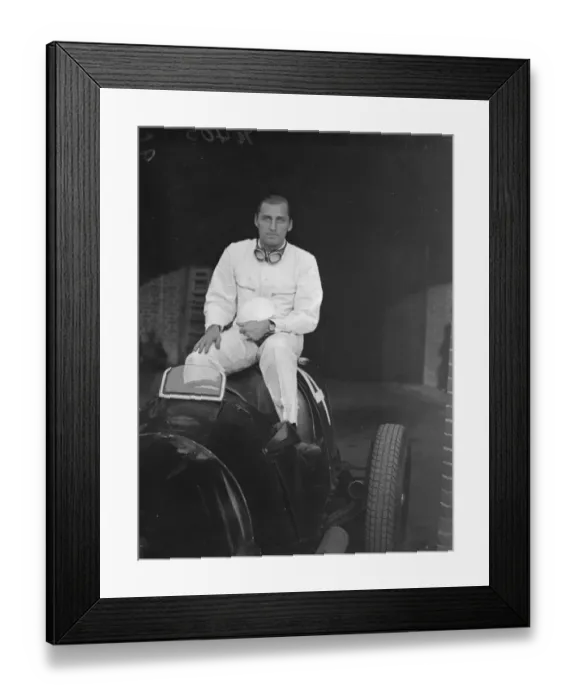 Framed Print : Hans Ruesch Swiss racing driver winner in his car