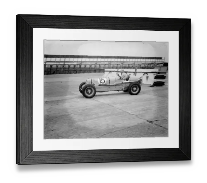 Framed Print : Prince Bira practises for international trophy race at Brooklands. Drivers prepared Framed Print : Prince Bira practises for international trophy race at Brooklands. Drivers prepared
