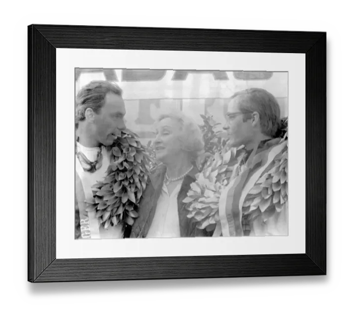 Framed Print : Le Mans, France: victory gesture from Le Mans s24-hour motor race winner, American
