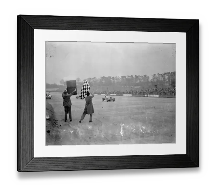Framed Print : Prince Bira wins international trophy race. Prince Birs of Siam driving an E R Framed Print : Prince Bira wins international trophy race. Prince Birs of Siam driving an E R