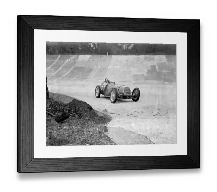 Framed Print : Mrs Wisdom practises at Brooklands. Preparations for international trophy race