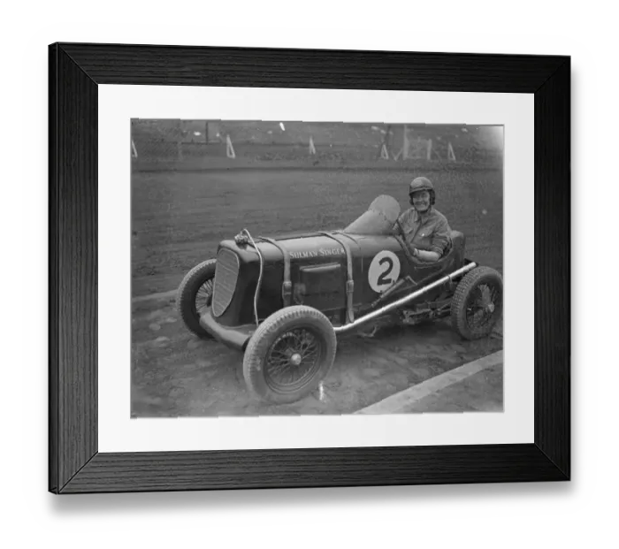 Framed Print : Woman driver takes up midget car racing. Fay Taylor, well known racing driver