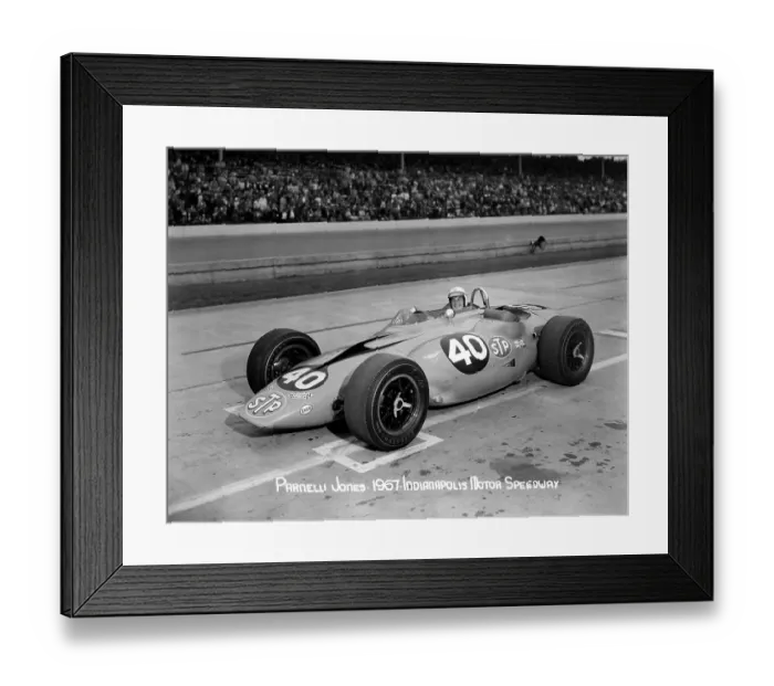 Framed Print : Indianapolis Motor Speedway 1967. Parnell Jones turbine car Framed Print : Indianapolis Motor Speedway 1967. Parnell Jones turbine car
