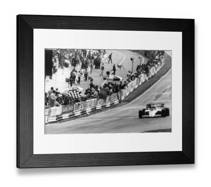 Framed Print : Brands Hatch, July 21st Austrias Niki Lauda takes the chequered flag to win Framed Print : Brands Hatch, July 21st Austrias Niki Lauda takes the chequered flag to win