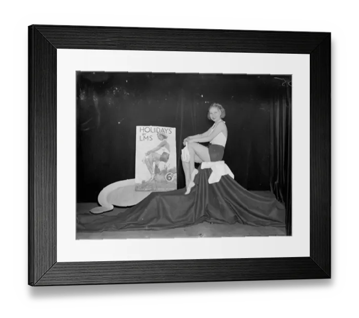 Framed Print : Holiday girl comes to life. Film actress rehearses for Dorchester Hotel Ball