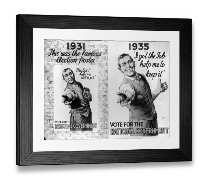 Framed Print : UK 1935 election poster from the National Government - a coalition of Conservatives