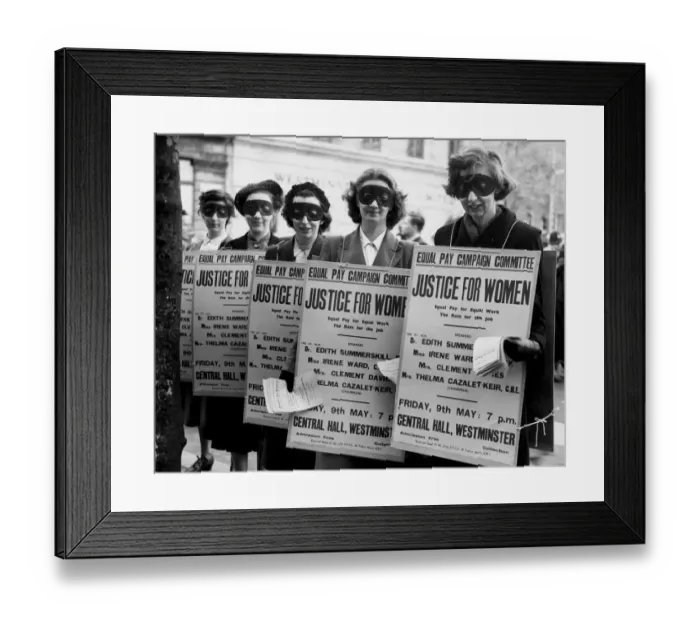 Framed Print : Women campaigned to share the growing affluence in 1952. Masked women took part Framed Print : Women campaigned to share the growing affluence in 1952. Masked women took part