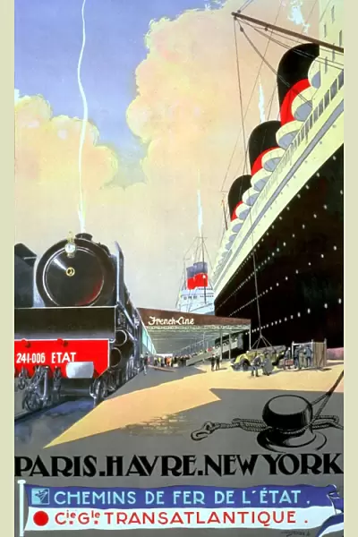 Poster by Sebille - Chemins de fer de l etat - Paris, Havre, New York - ? TopFoto