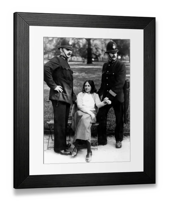 Framed Print : Votes for Women - policeman with a suffragette arrested in Hyde Park about 1912 Framed Print : Votes for Women - policeman with a suffragette arrested in Hyde Park about 1912