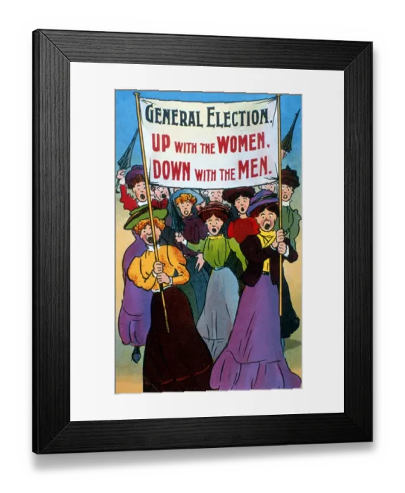 Framed Print : Anti Suffragette Post Card