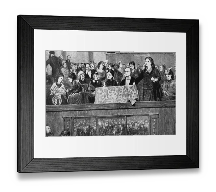 Framed Print : Womens suffrage: Meeting in Hanover Square Rooms about 1870; Rhoda Garrett speaking Framed Print : Womens suffrage: Meeting in Hanover Square Rooms about 1870; Rhoda Garrett speaking