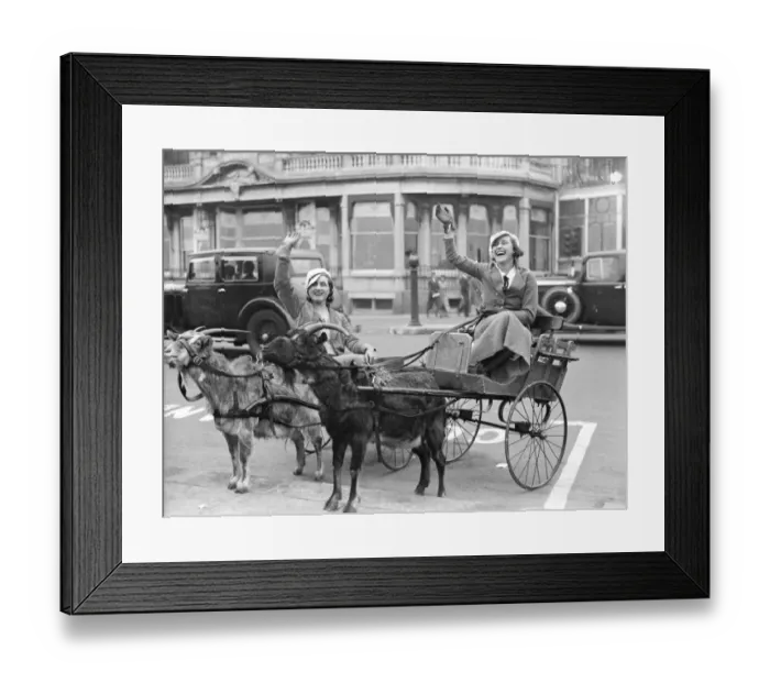Framed Print : Off for a trot at Brighton. Two girl visits to Brighton on Whit Monday, try a