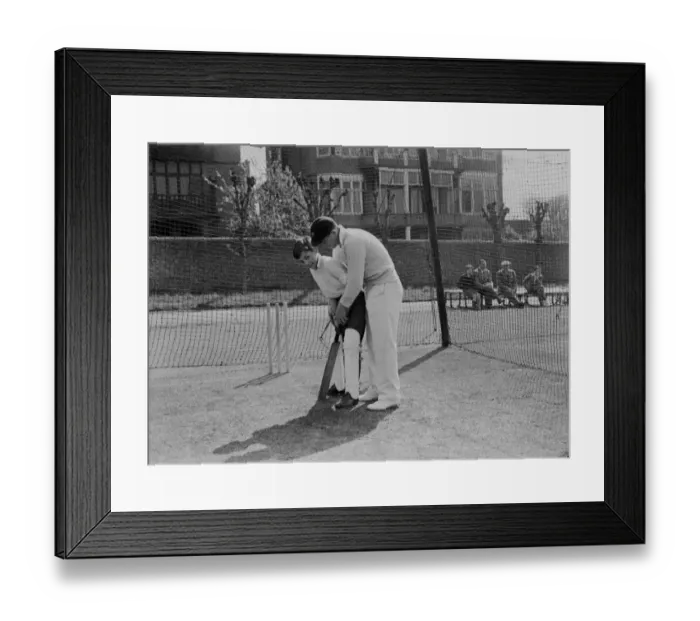 Framed Print : Open-air cricket practice has begun at the Hove ground of the Sussex Cricket club