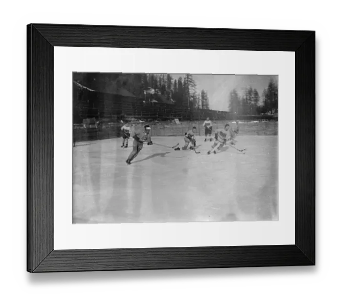 Framed Print : English hockey team in action at St Moritz. The Sussex hockey club met the St Moritz Framed Print : English hockey team in action at St Moritz. The Sussex hockey club met the St Moritz
