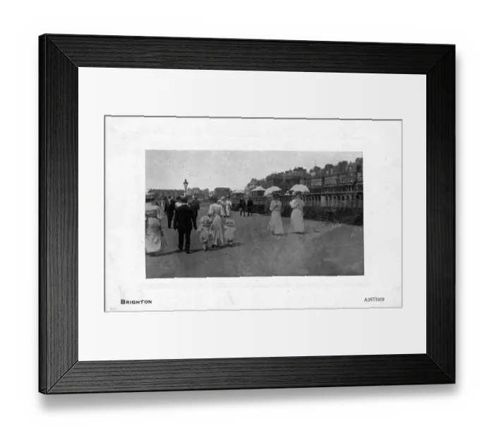 Framed Print : Some people walking along the seafront, Brighton, East Sussex, England. 1904 Framed Print : Some people walking along the seafront, Brighton, East Sussex, England. 1904