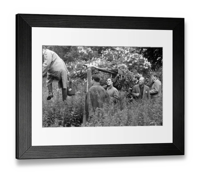 Framed Print : Sussex anti-nuclear protestors climbing fence near Birch Grove, Harold Macmillan s Framed Print : Sussex anti-nuclear protestors climbing fence near Birch Grove, Harold Macmillan s