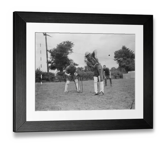 Framed Print : Territorial Army recruits at camp in Chichester, Sussex. A game of cricket. 1939 Framed Print : Territorial Army recruits at camp in Chichester, Sussex. A game of cricket. 1939