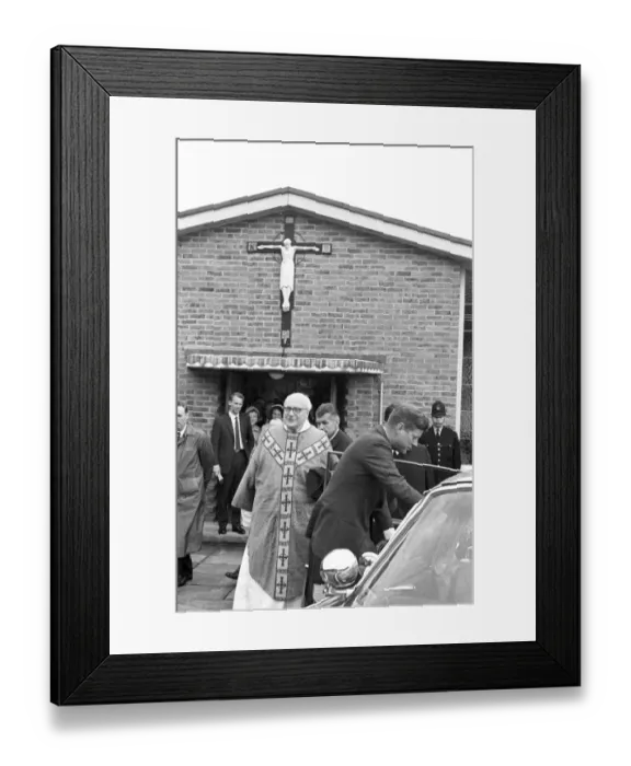 Framed Print : President Kennedy leaving the Roman Catholic Church, Forest Row, Sussex, Father Framed Print : President Kennedy leaving the Roman Catholic Church, Forest Row, Sussex, Father