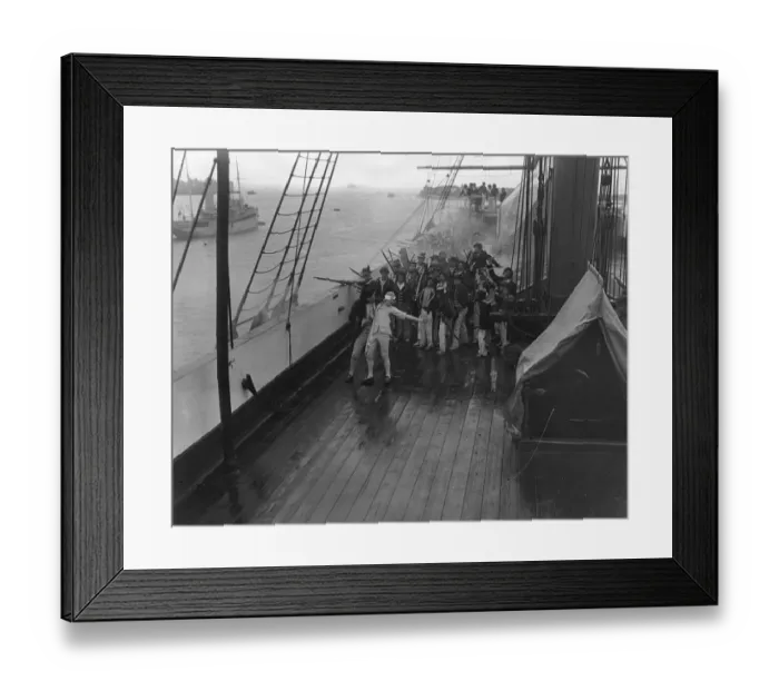 Framed Print : Re - shooting a scene from the film Nelson that was destroyed by fire. On Framed Print : Re - shooting a scene from the film Nelson that was destroyed by fire. On