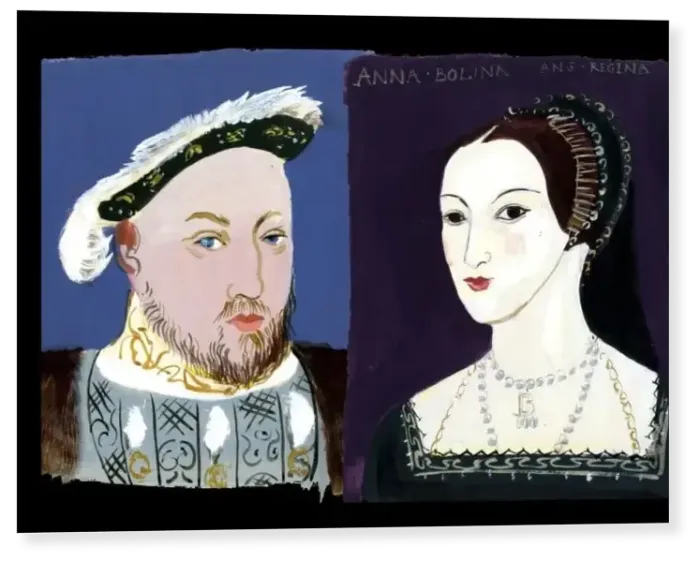 Print : Michaela Gall - tudor portrait plates King Hewnry VIII and Queen Anne Boleyn Print : Michaela Gall - tudor portrait plates King Hewnry VIII and Queen Anne Boleyn