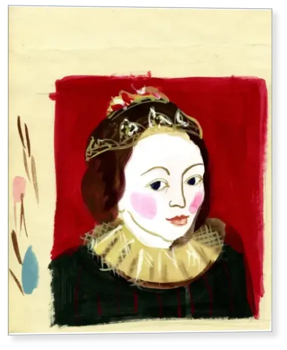 Print : Michaela Gall - tudor portrait paintings Anne Hathaway