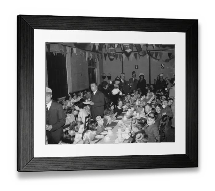 Framed Print : All Saints in New Eltham, London, hold a childrens party. 1938 Framed Print : All Saints in New Eltham, London, hold a childrens party. 1938